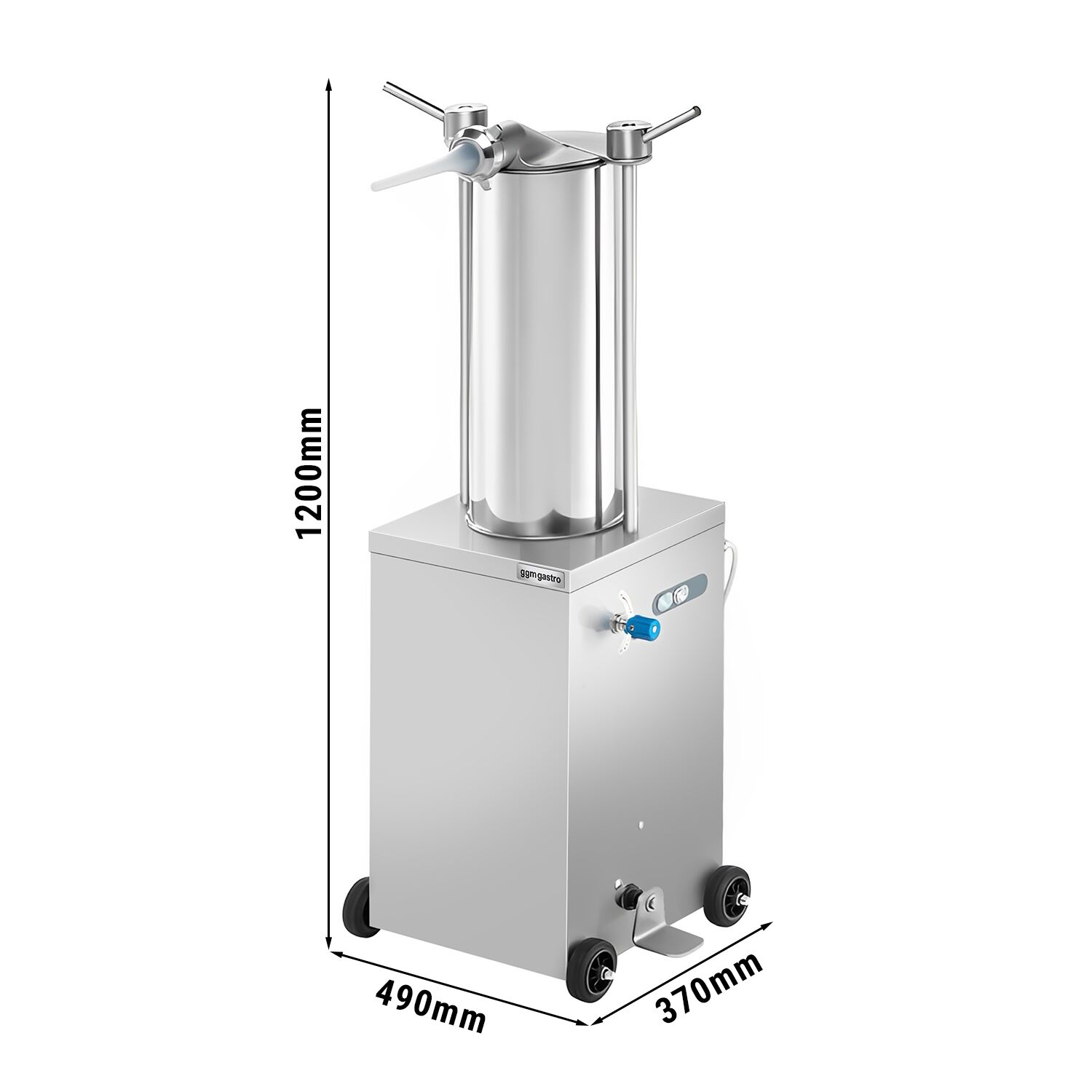 Poussoir à saucisses PROFESSIONNEL hydraulique vertical - 15L - 560W - Acier inoxydable - incl. 4 entonnoirs à saucisse