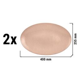 (2 pieces) SELTMANN WEIDEN | Rectangular Coupe Serving Platter – 400x255 mm - Rose Pink - Porcelain