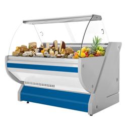 Koelvitrine - 1525x1150mm - gebogen ruit - granieten werkblad - LED-verlichting - automatische ontdooiing