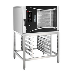 Bakkerij elektrische combisteamer - Digitaal - 5x EN 80x40 - incl. onderstel, bakplaathouder & wassysteem