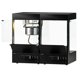 Popcorn Mısır Patlatma Makinesi PROFESYONEL Set Üstü Nacho ısıtma kabini ile - 1,31kW - 5kg/sa - 1 tencereli - Siyah