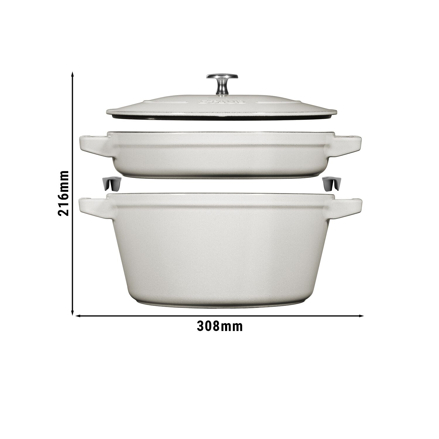 STAUB | STACKABLE SET – Set de marmites – 2 pièces – Ø 240 mm – Fonte – Truffe blanche