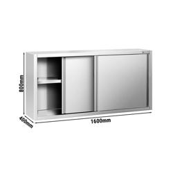 Armadio pensile in acciaio inox PREMIUM - 1600x400mm - con porte scorrevoli - 800mm di altezza