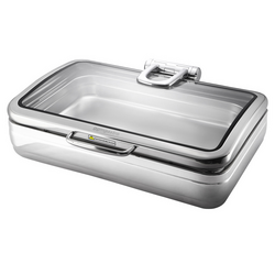 Edelstahl Chafing Dish - 11,2 Liter - GN 1/1 - mit Soft-Close-Glasdeckel