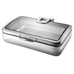 Inox Chafing Dish - GN 1/1 - 11,2 lt - με γυάλινο καπάκι soft-close