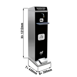 Stainless steel disinfection station - with drip tray & foot control