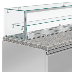 Saladette PREMIUM - 1515mm - 2 deuren - met glazen opzetstuk voor 4x GN 1/1 & 1 plank