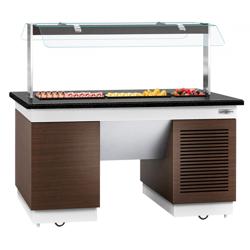 Buffet gekoeld DUBLIN - 1600mm - met gekoelde plaat & zwenkwielen