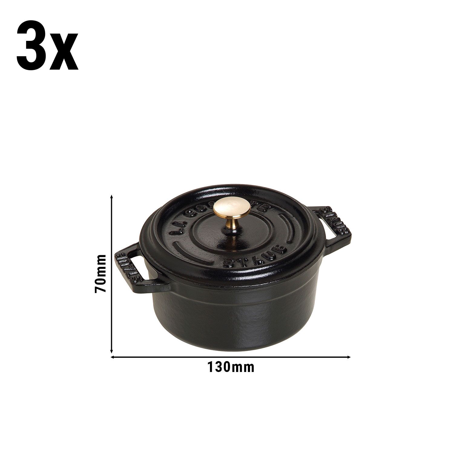 STAUB | LA COCOTTE - Set di cocotte - 3 pezzi - Ghisa - Nero