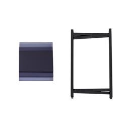 Nerezový odkládací stolek - skládací - černý - s deskou z plexiskla - 50x50 cm