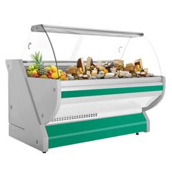 Comptoir vitrine réfrigérée - 2025x1150mm - +1/+10°C - Vitre bombée - Éclairage intérieur - Vert