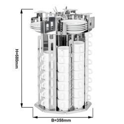 Distributeur de tasses et de soucoupes - rotatif - Acier inoxydable - Version à poser
