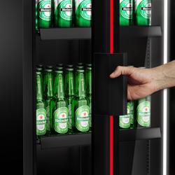 Vetrina frigo per bibite - 670mm - 550l - Nero - con 1 porta in vetro & illuminazione LED
