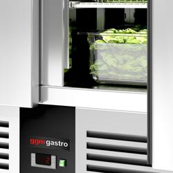 Saladette PREMIUM - 900mm - 2 deuren - met glazen opzetvitrine voor 2x GN 1/1 & 3x GN 1/6
