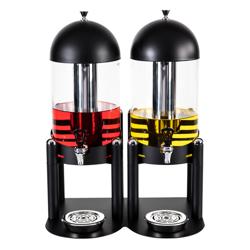 Dispenser per bevande in vetro con rubinetto - 2x6 litri - nero - incl. cilindro ghiaccio