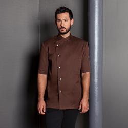 KARLOWSKY | Gustav Men's Chef Jacket – Short Sleeve - Light Brown - Size 58 - Press-Stud Closure