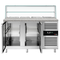 Saladette PREMIUM - 1515mm - 2 deuren - met glazen opzetstuk voor 4x GN 1/1 & 1 plank