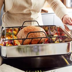 DEMEYERE | Industry 5 Roasting Pan – 390×330 mm Rectangular, XL Oven Only – Roasting Rack Included – 18/10 Stainless Steel