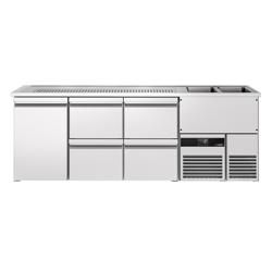 منضدة البار PREMIUM - 2500x700mm - 1 باب للعربات الحرارية & 4 أدراج
