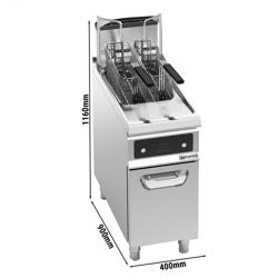 Friteuse à gaz – 20 litres – 17,5 kW – avec filtration d’huile & levage automatique du panier
