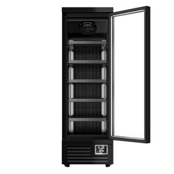 Wandkoelmeubel - 630mm - 443 liter - met 1 dubbelglas glazen draaideuren & 5 schappen - zwart