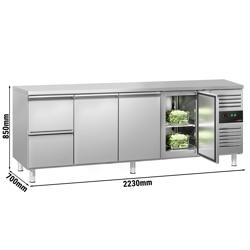 Kühltisch ECO - 2200x700mm - mit 3 Türen & 2 Schubladen