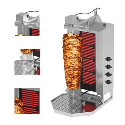Máquina de Kebab elétrica - 4 queimadores - de bancada - motor superior - máx. 60kg - incl. 2 portas articuladas para kebab