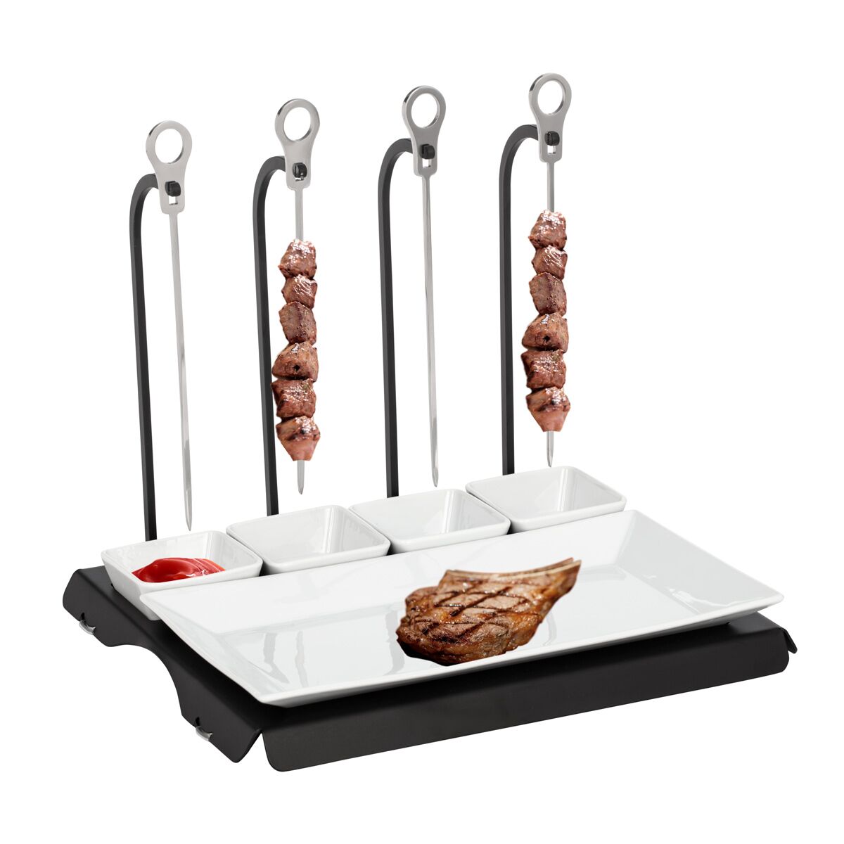 CLASSICO - Porte-brochettes - Noir - incl.4 brochettes