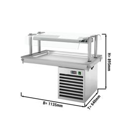 Płyta chłodnicza do zabudowy – 1000 mm – +2 do +8 °C – 3x GN 1/1 – 350 W – z szybą przeciwkaszlową