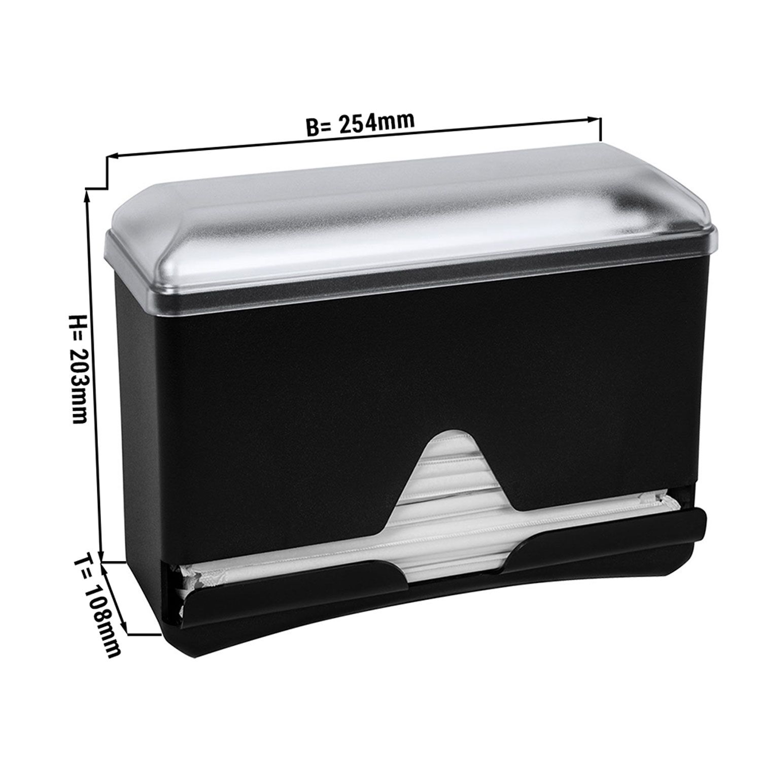 Distributeur de pailles - Distribution sur 1 face - Polystyrène noir - 254x108x203mm - incl. Couvercle amovible | Distributeur de pailles