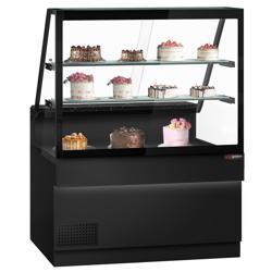 Serve Over Counter TORONTO - 1300mm - double glazing - black front - with 2 shelves - granite worktop