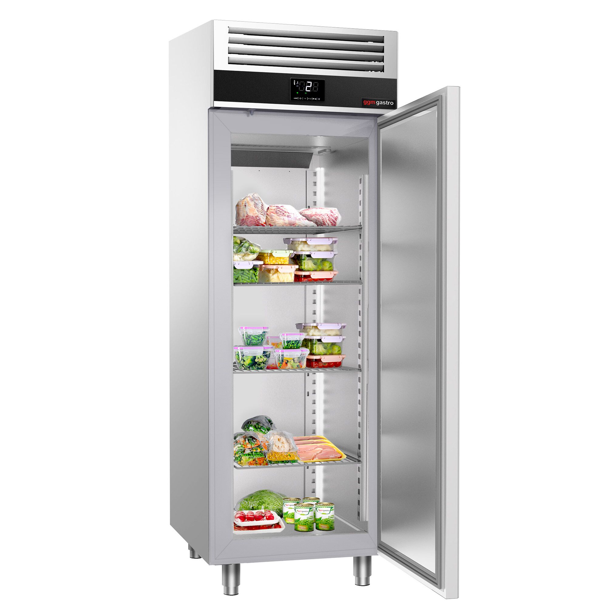 Armoire réfrigérée positive Inox AISI 304 PREMIUM - GN 2/1 - 700 L - avec 1 porte & Glissières GN & 4 grilles GN 2/1