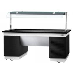 Banco per Buffet freddo DUBLIN - 2000mm - con vassoio di raffreddamento e rotelle - per 5x GN 1/1