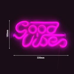 Enseigne lumineuse LED - Good Vibes 1 - Rose - 330 × 180 mm