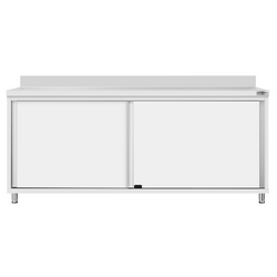 Paslanmaz Çelik Dolaplı Çalışma Tezgahı ECO -2000x600mm  - Sürgü Kapılı ve Sırtlı