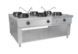 Cocina wok a gas - 84 kW - 6 fuegos - con soporte