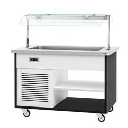 Refrigerated Salad Bar Trolley DANZIG - 1300mm - for 3x GN 1/1 - Mobile - with Gantry - with Sneeze Screen