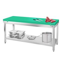 Tavolo da lavoro in acciaio inox PREMIUM - 1600x700mm - con ripiano inferiore senza alzatina incl. tagliere	