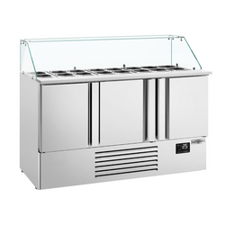 Saladette Premium PLUS - 1460mm - 3 deuren - met glazen opzetstuk voor 9x GN 1/3 & 6x 1/6 GN