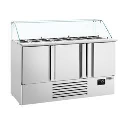 Saladette PREMIUM PLUS - 1460mm - 3 porte - con vetrina in vetro dritto per 9x GN 1/3 & 6x GN 1/6