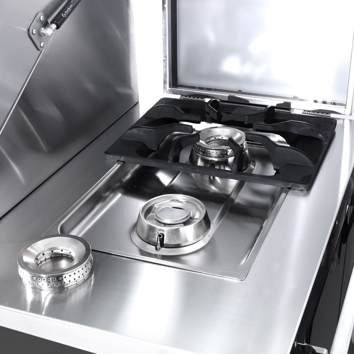 Barbecue à gaz professionnel - 22,5kW - sur pied - P850mm - Noir