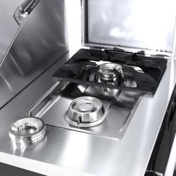 Plinska grill stanica - 22,5 kW - američki stil - inox AISI 304 - crna - profesionalna BBQ kuhinja