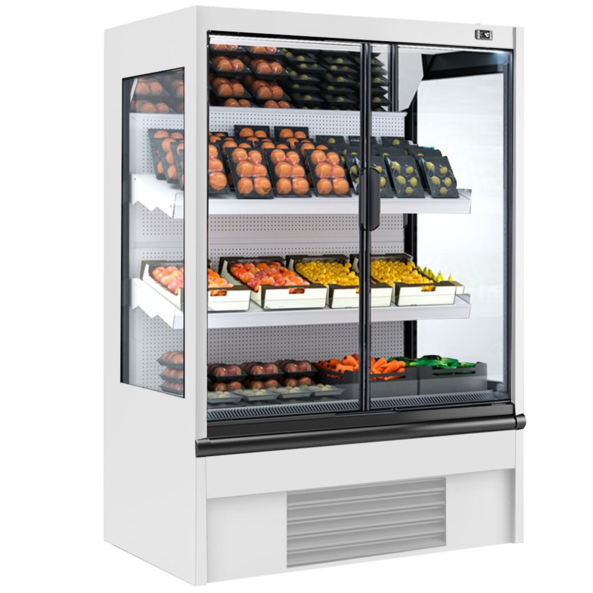 Vitrine murale réfrigérée - 1018mm - 528L - avec 2 portes battantes vitrées & 2 étagères - Blanc