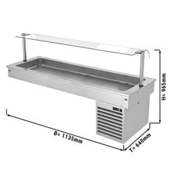 Vasca refrigerata da incasso drop-in - 1000mm - +2/+8°C - 3x GN 1/1 - 190W - con parafiato in vetro temperato