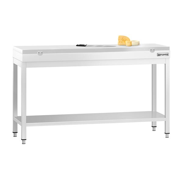 Radni stol od nehrđajućeg čelika PREMIUM - 1500x600 mm - Sa podnom pločom bez poleđine uklj. ploču za rezanje