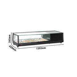 واجهة عرض سوشي مبردة PREMIUM مع إضاءة LED - 1352x420mm - 5x GN 1/3 - أسود