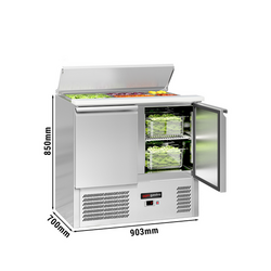 Saladette ECO - 903mm - 2 deuren - met invoer voor 2x GN 1/1 & 3x GN 1/6 & Roestvrijstalen deksel
