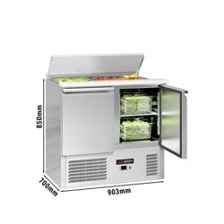 Mesa saladette refrigerada ECO - 903mm - 240L - 2 puertas macizas - con tapa de acero inoxidable para 2x GN 1/1 & 3x GN 1/6