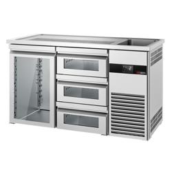 منضدة البار PREMIUM - 1550x700mm - 1 باب زجاجي & 3 أدراج زجاجية