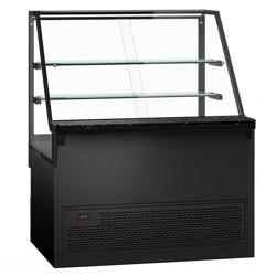 Koeltoonbank TORONTO - 1300x880mm - kleur zwart - dubbel glas - met 2 legroosters - zwart granieten werkblad